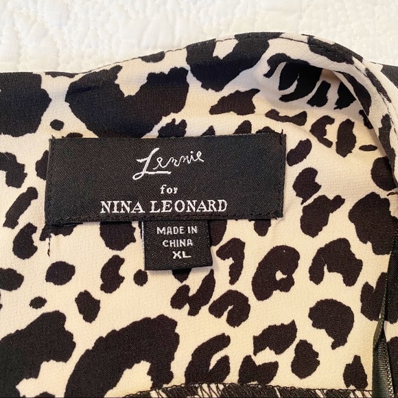 Nina Leonard NWT Leopard Jersey Knit Shift Dress - XL - Picture 4 of 13